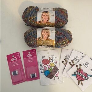 Vanna’s Choice Yarn, Susan Bates Knit Counter, 3 Yarn Lover Patches, Stickers